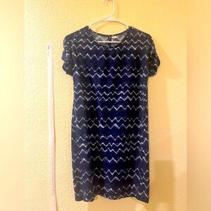 OLD NAVY LINEN HEATHER NAVY BLUE DRESS SHORT SLEEVE SIZE XS